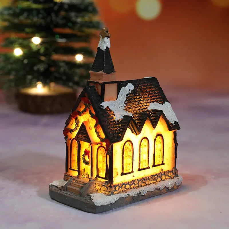 LED Christmas House Figurines — Mini Village Holiday Decor 16