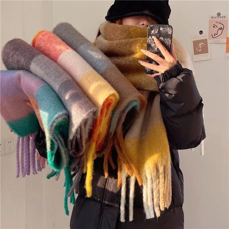 Large Winter Scarf with Fringe – Soft Warm Oversized Wrap 3
