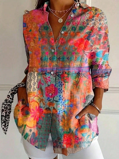 Blusa Colorata con Stampa Vivace e Vestibilità Morbida