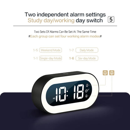 LED Digital Alarm Clock with Night Light — Soothing Sounds 7