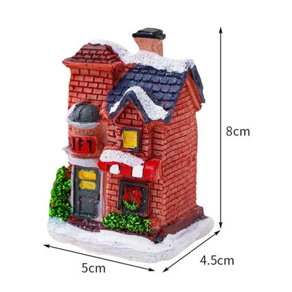 LED Christmas House Figurines — Mini Village Holiday Decor 6