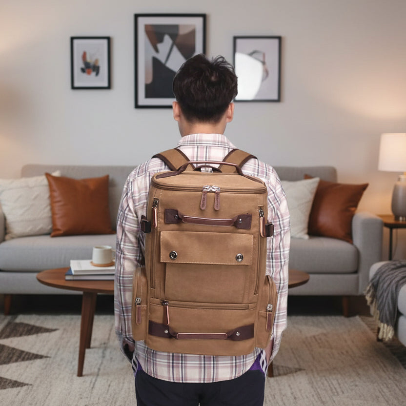 Vintage Canvas Backpack with 15" Laptop Compartment — 55L 3