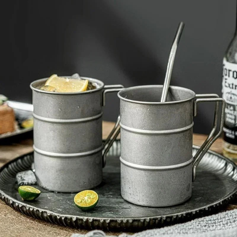 Tazza in Acciaio Vintage Stile Camp Industriale 360ml