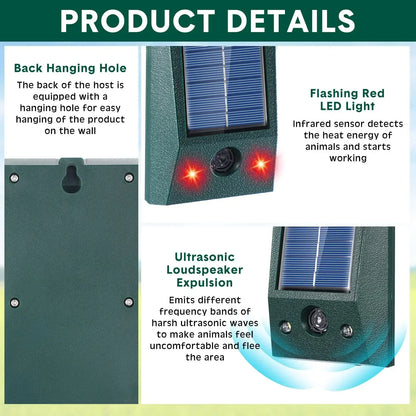 Solar Ultrasonic Bird Repeller with LED & Motion Sensor IP58 3