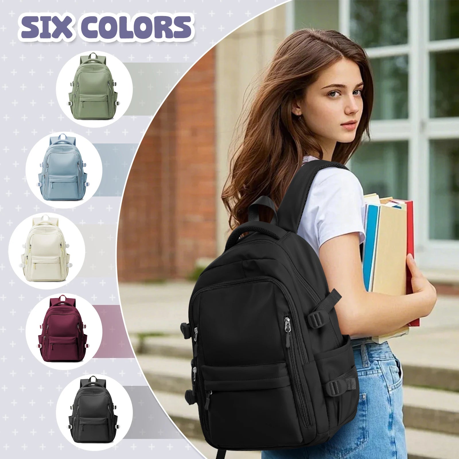 Large Capacity Anti-Theft Laptop School Backpack Unisex 5