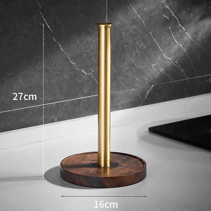 Porta Rotolo da Cucina in Legno di Noce Massello Design Minimalista