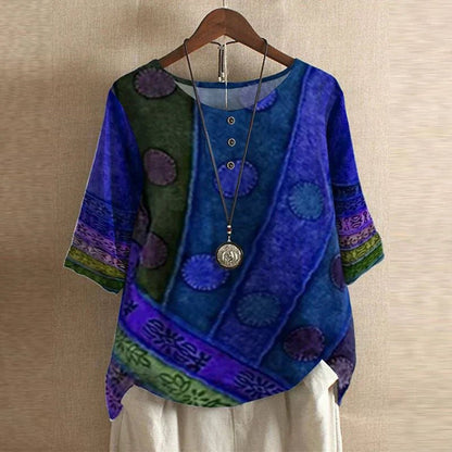 Blusa Floreale Vintage Retro Donna Vestibilità Comoda