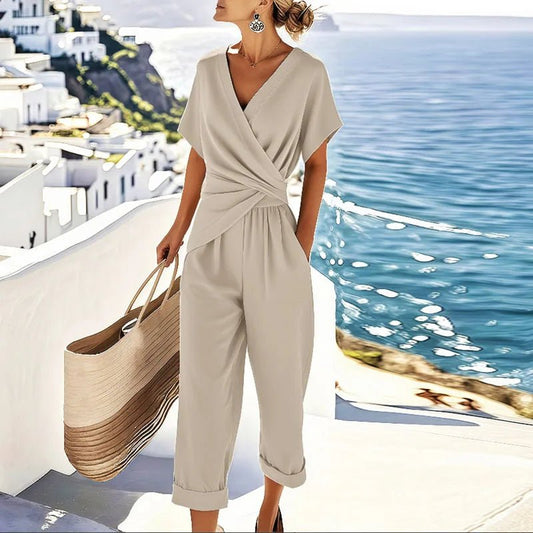 Completo Due Pezzi Elegante con Top Incrociato e Pantaloni