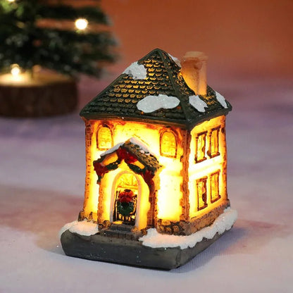 LED Christmas House Figurines — Mini Village Holiday Decor 15