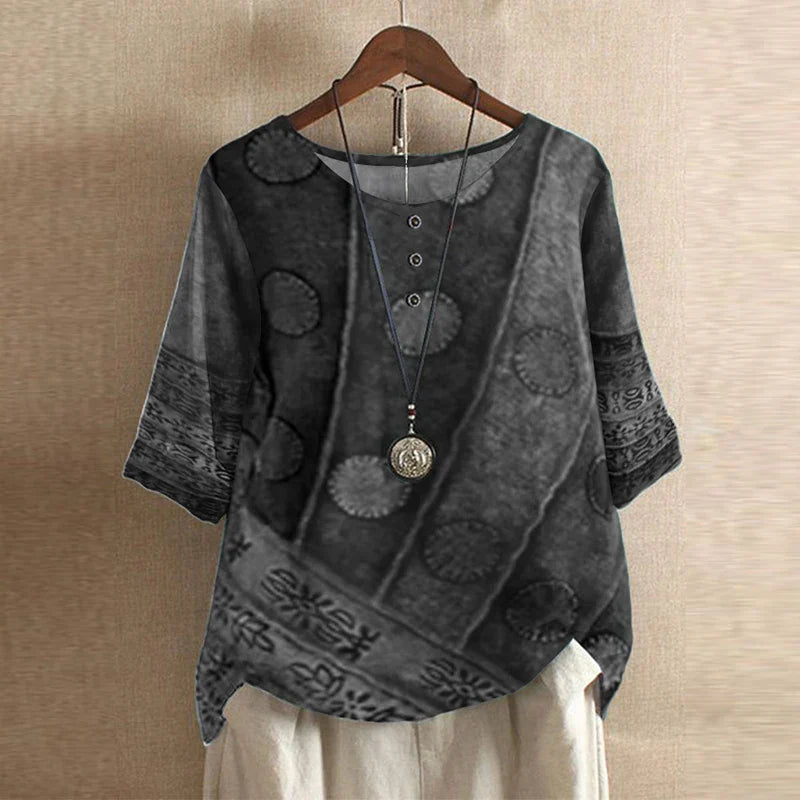 Blusa Floreale Vintage Retro Donna Vestibilità Comoda