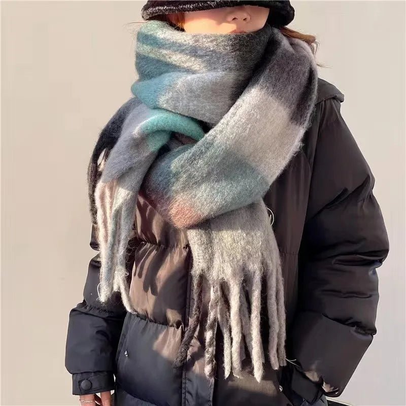 Large Winter Scarf with Fringe – Soft Warm Oversized Wrap 8