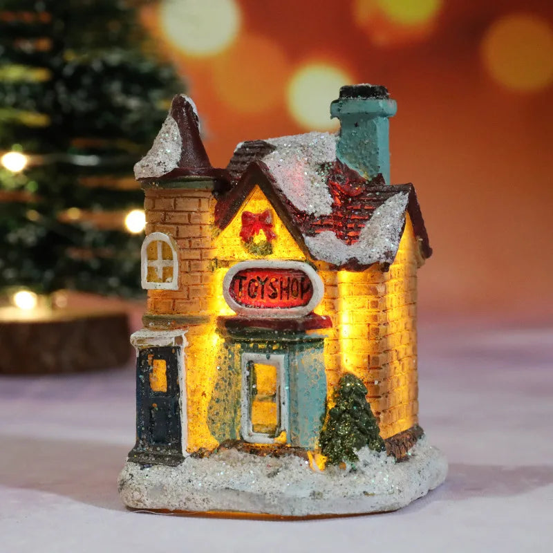 LED Christmas House Figurines — Mini Village Holiday Decor 14