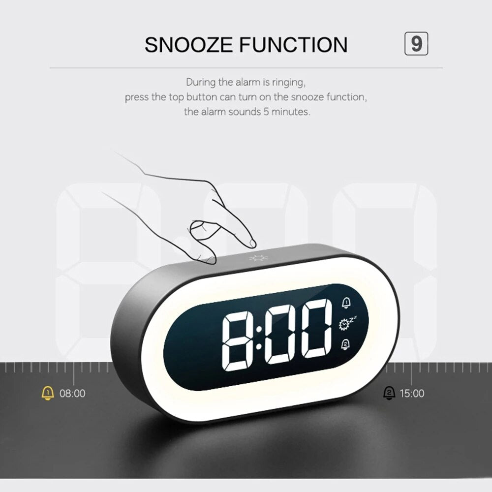 LED Digital Alarm Clock with Night Light — Soothing Sounds 6