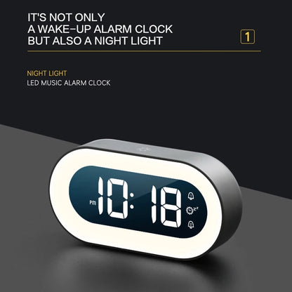 LED Digital Alarm Clock with Night Light — Soothing Sounds 2