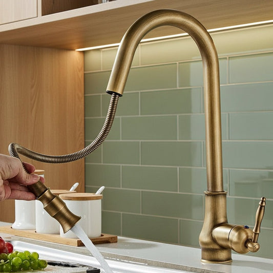 SMARTSPOUT - Uittrekbare Keukenkraan in Antiek Brons met Touch Sensor