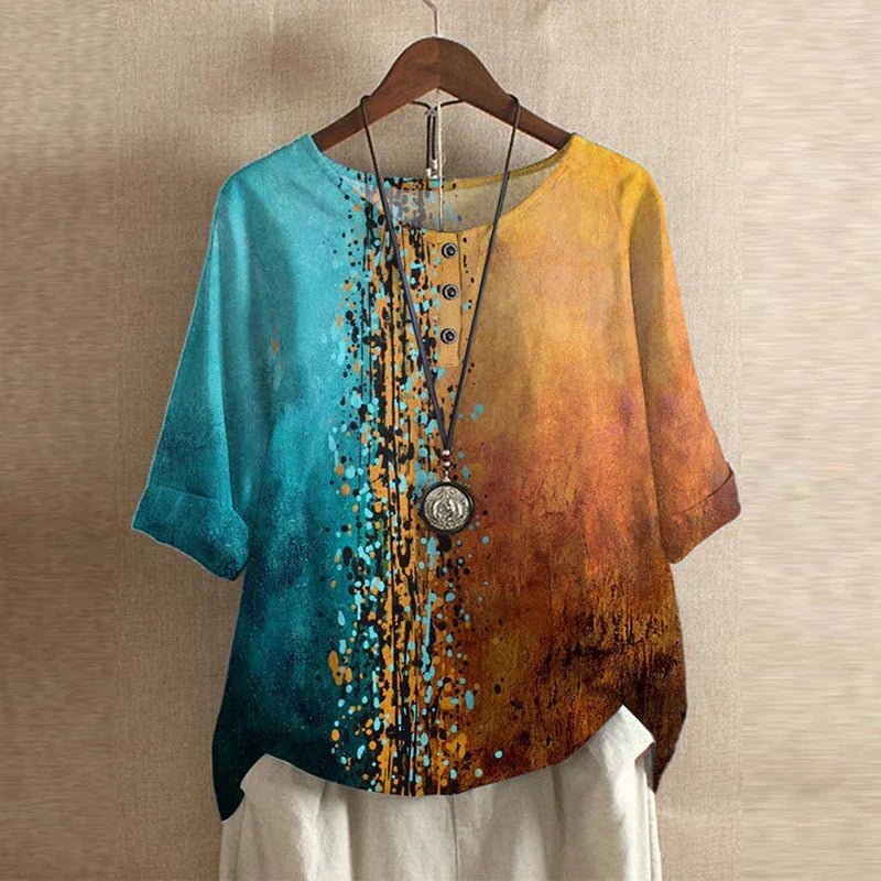 Blusa Floreale Vintage Retro Donna Vestibilità Comoda