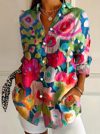 Blusa Colorata con Stampa Vivace e Vestibilità Morbida