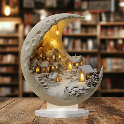 Winter Moon City Acrylic Decor — Warm LED Village Night Light 1
