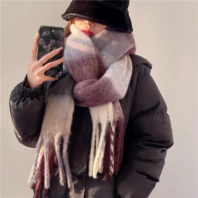 Large Winter Scarf with Fringe – Soft Warm Oversized Wrap 10