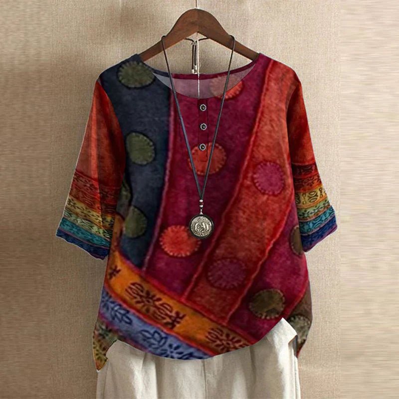 Blusa Floreale Vintage Retro Donna Vestibilità Comoda
