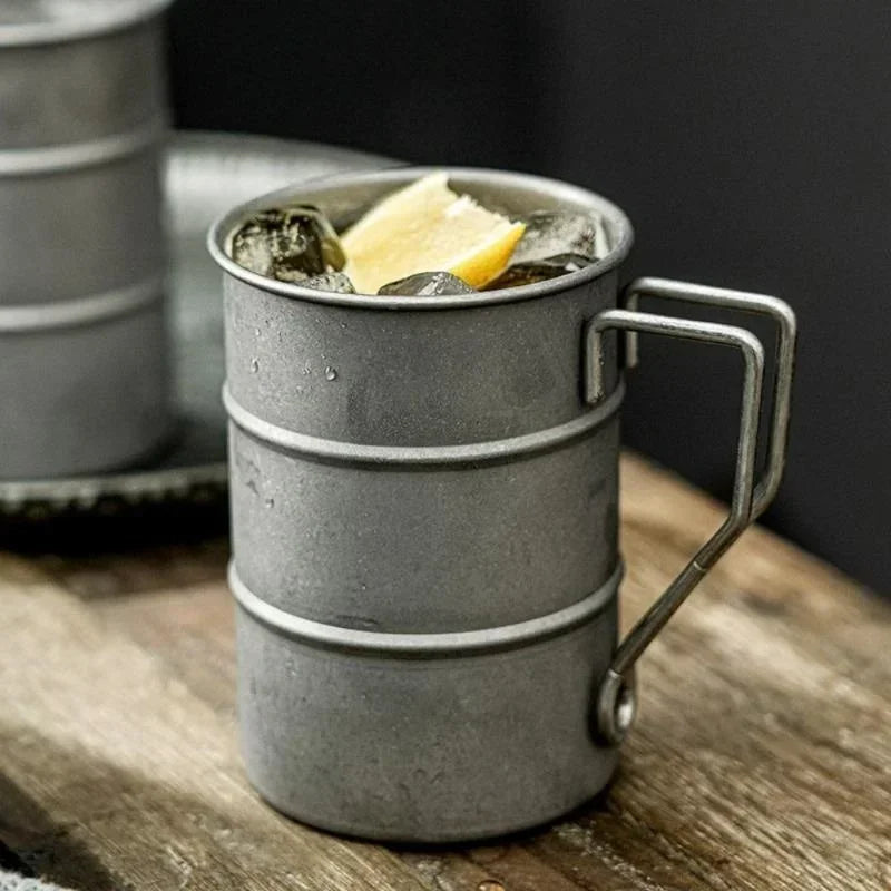 Tazza in Acciaio Vintage Stile Camp Industriale 360ml