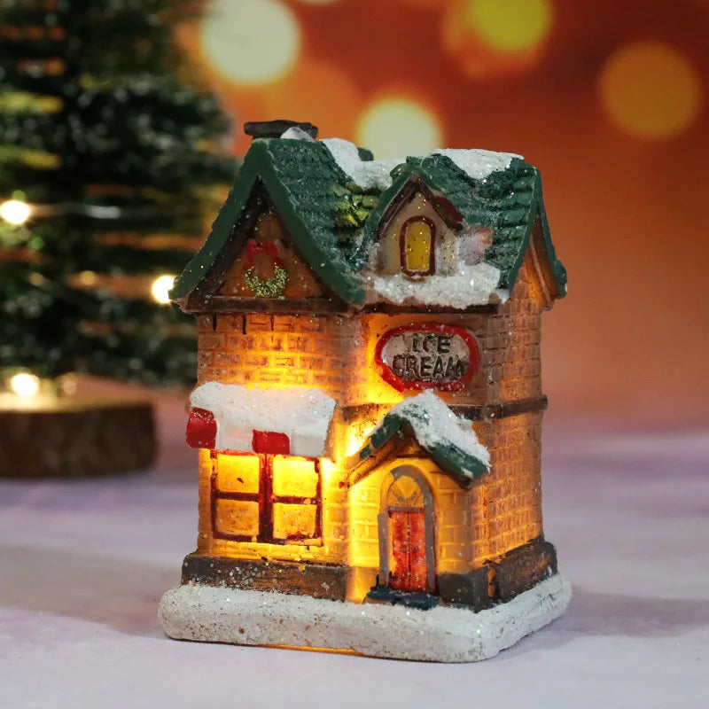 LED Christmas House Figurines — Mini Village Holiday Decor 7