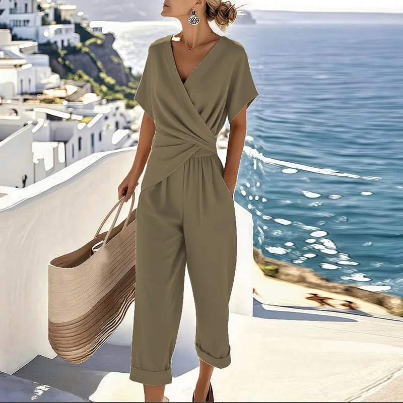 Completo Due Pezzi Elegante con Top Incrociato e Pantaloni