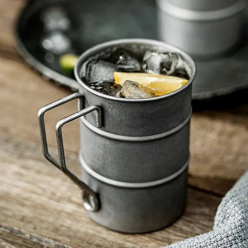 Tazza in Acciaio Vintage Stile Camp Industriale 360ml