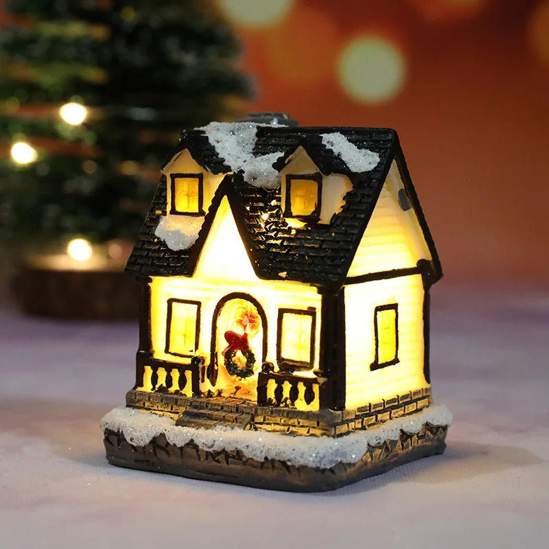 LED Christmas House Figurines — Mini Village Holiday Decor 10
