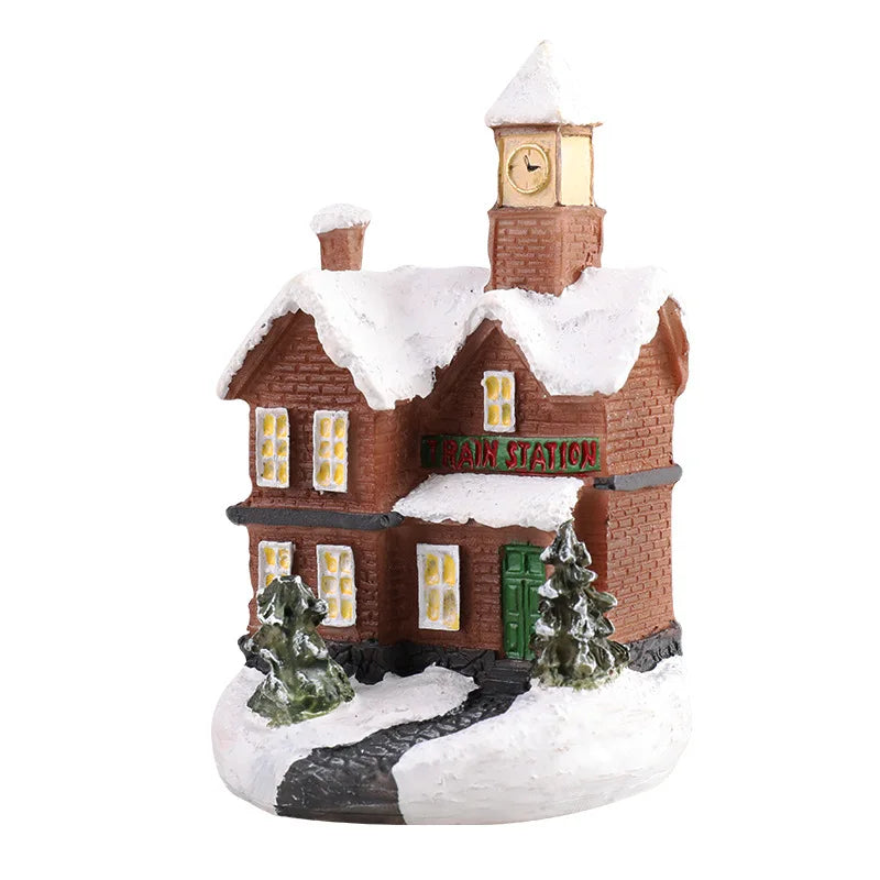 LED Christmas House Figurines — Mini Village Holiday Decor 9