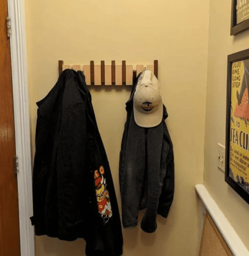 Wooden Wall Coat Rack Piano Design — Solid Wood Hooks 6