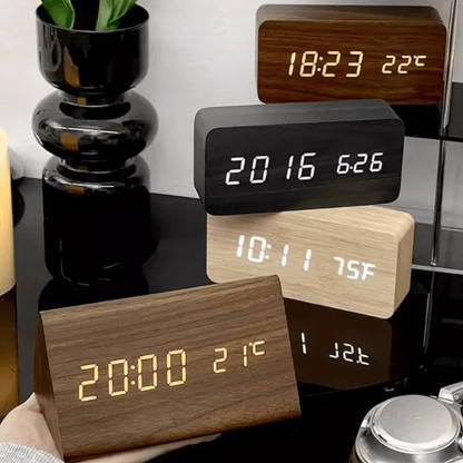 Wooden LED Clock with Voice Control — Modern Digital Design 4