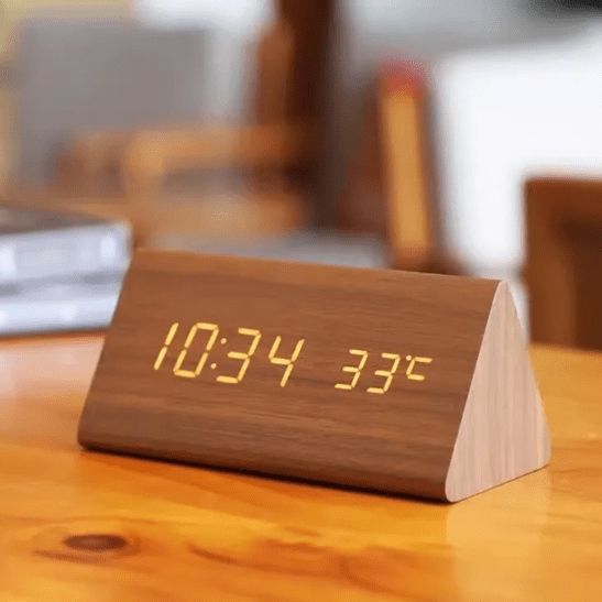 Wooden LED Clock with Voice Control — Modern Digital Design 1