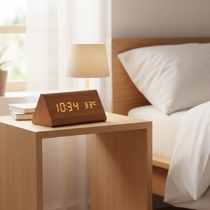 Wooden LED Clock with Voice Control — Modern Digital Design 3