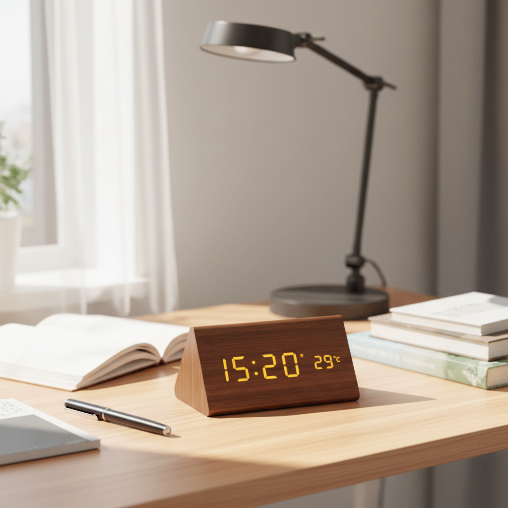 Wooden LED Clock with Voice Control — Modern Digital Design 2