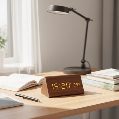 Wooden LED Clock with Voice Control — Modern Digital Design 2