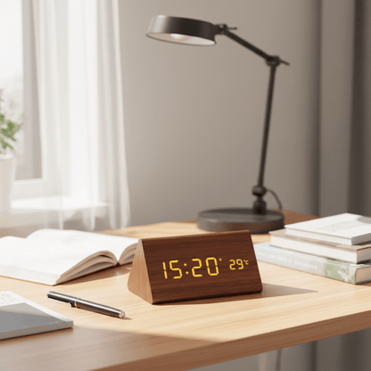 LED Wooden Clock with Voice Control — Stylish Desk Alarm Clock 2