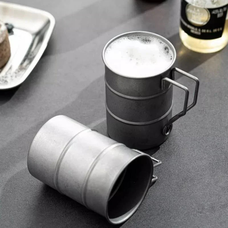 Tazza in Acciaio Vintage Stile Camp Industriale 360ml
