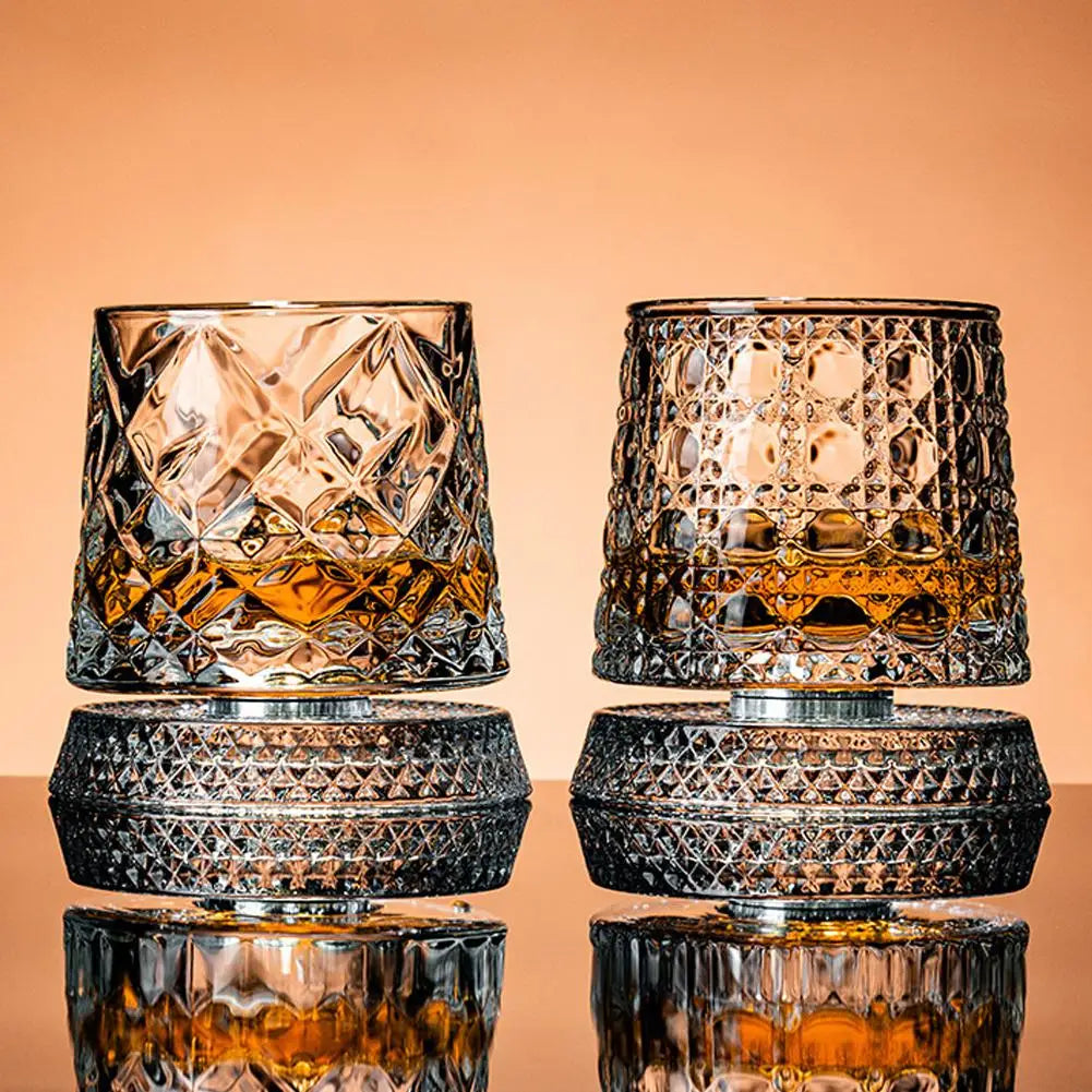 Set Bicchieri da Whisky in Cristallo con Base Rotante 360°