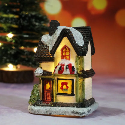 LED Christmas House Figurines — Mini Village Holiday Decor 11