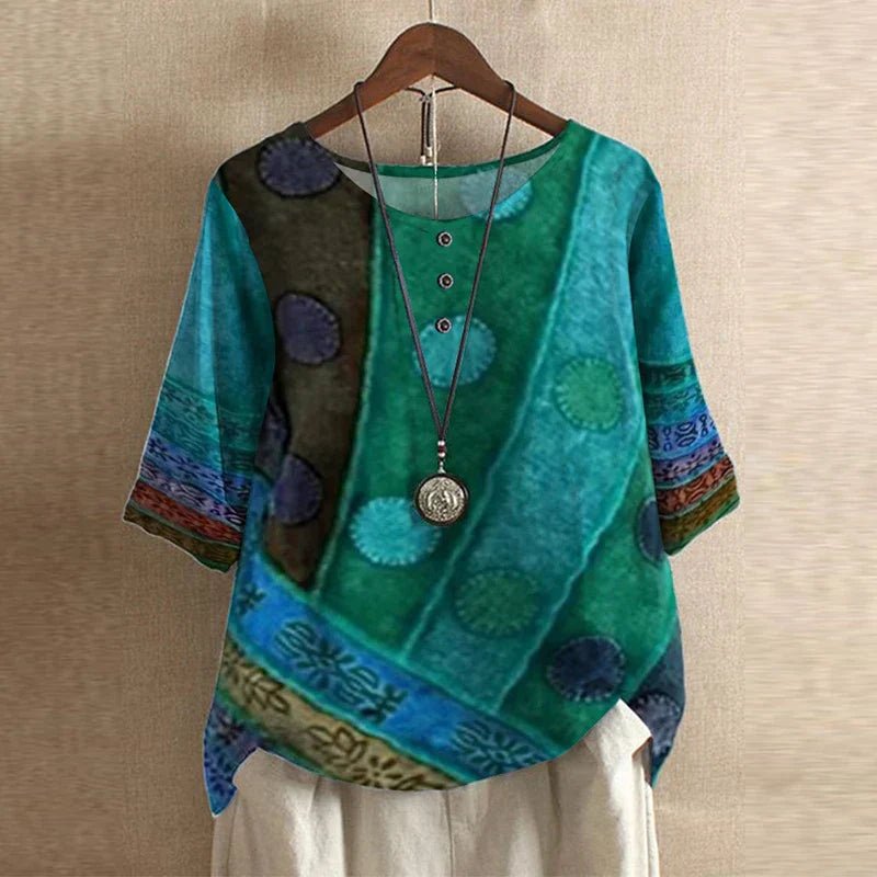 Blusa Floreale Vintage Retro Donna Vestibilità Comoda