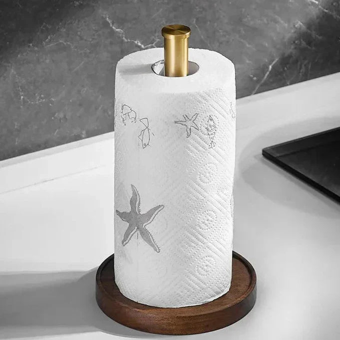 Porta Rotolo da Cucina in Legno di Noce Massello Design Minimalista
