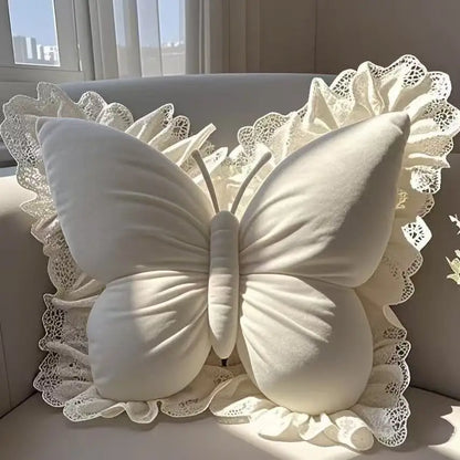 Cuscino a Farfalla in Peluche con Merletto - Luna Plush