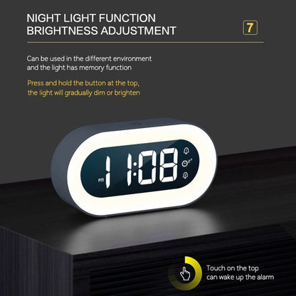 LED Digital Alarm Clock with Night Light — Soothing Sounds 8