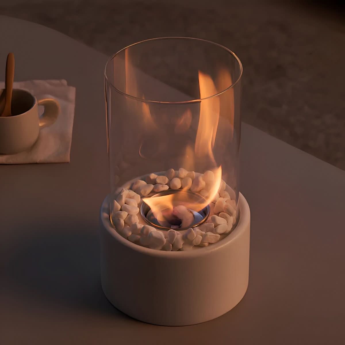 Bioethanol Table Fireplace — Real Flame No Smoke Elegant Design 5