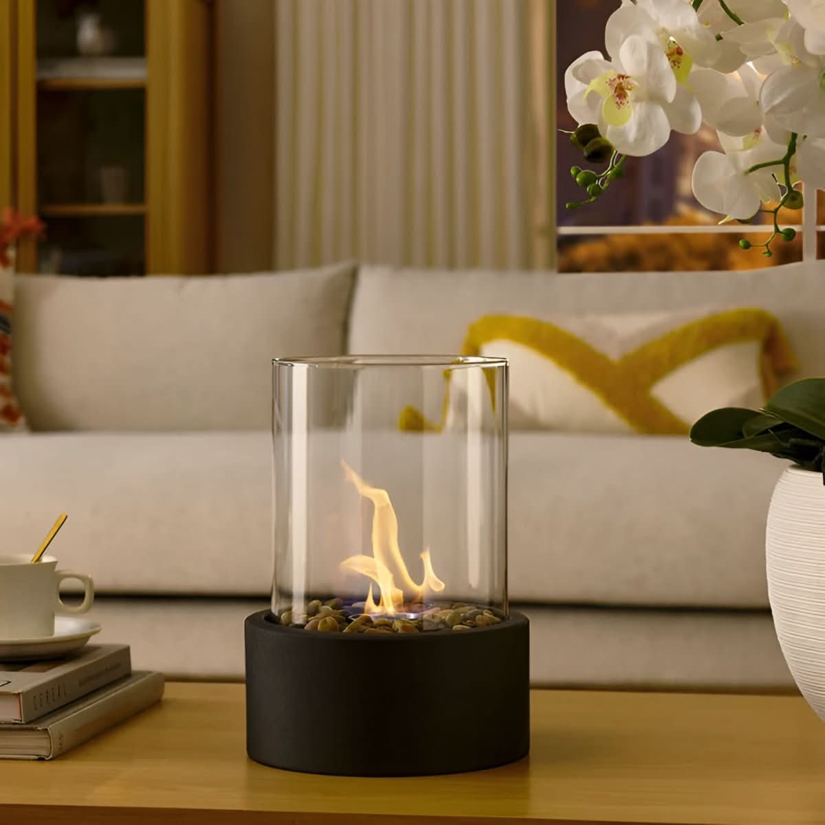 Bioethanol Table Fireplace — Real Flame No Smoke Elegant Design 6