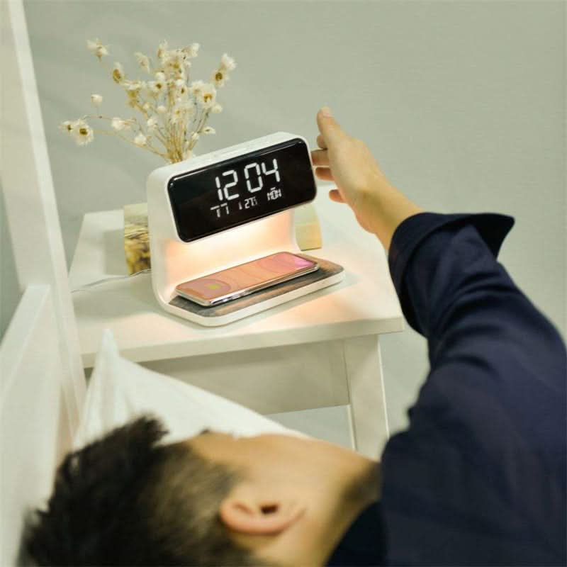 3-in-1 LCD Alarm Clock with Touch Lamp & Wireless Charger 5