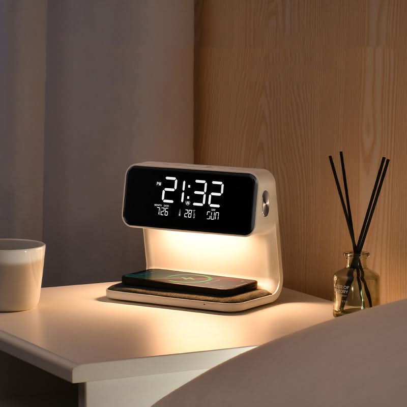 3-in-1 LCD Alarm Clock with Touch Lamp & Wireless Charger 1