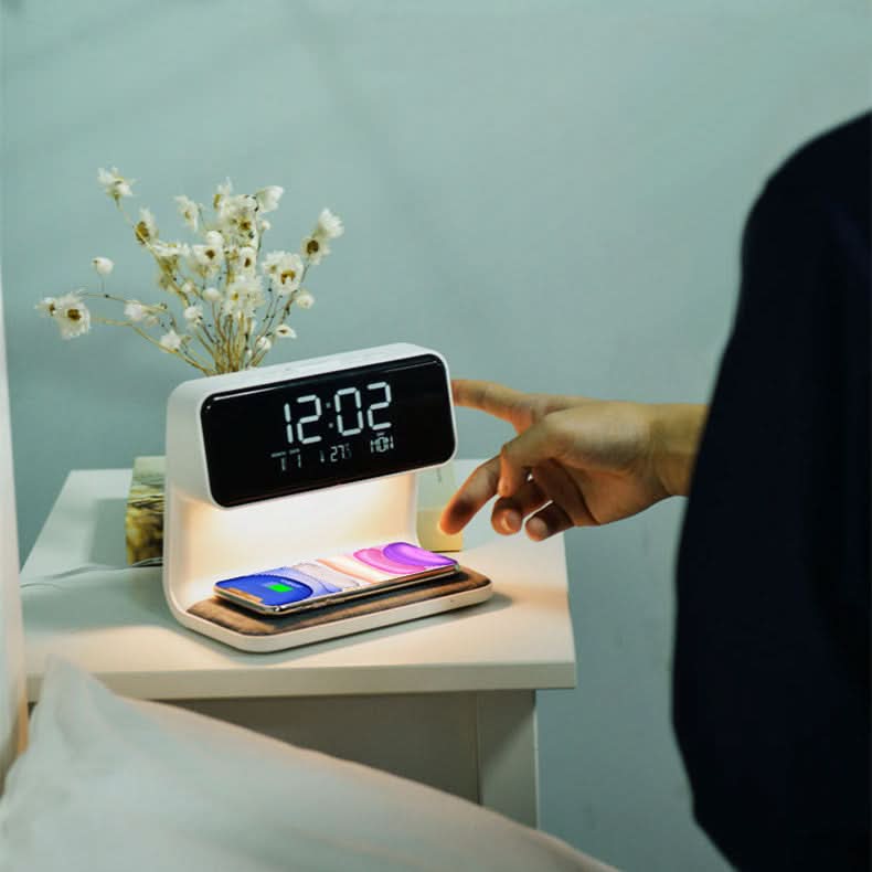 3-in-1 LCD Alarm Clock with Touch Lamp & Wireless Charger 6