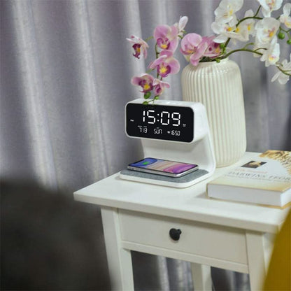 3-in-1 LCD Alarm Clock with Touch Lamp & Wireless Charger 4